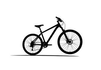 Fototapeta premium Silhouette of a mountain bike isolated on white background, showcasing its design