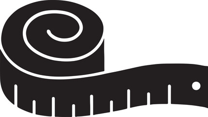 Silhouette vector of measuring tape tool for tailoring, sewing, construction and DIY projects.