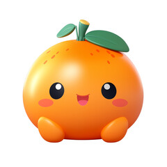 Fototapeta premium Cute cartoon orange character smiling with big eyes on a white background, perfect for kids' illustrations