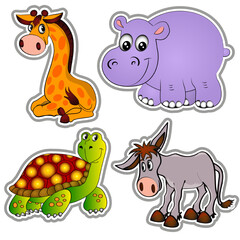 Illustration set of animal stickers