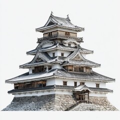 Fototapeta premium Iconic Japanese Castle: A captivating image of a traditional Japanese castle, showcases its distinctive architecture, from the intricate roof details to the robust stone foundations.
