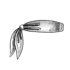 A headband in the form of a pirate bandana. Black and white graphics, vector illustration. Hand-drawn. For decorating children s games and holidays. For stickers, invitation cards, posters, banners