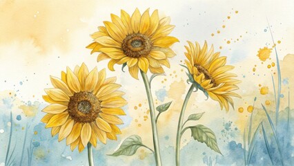Vibrant sunflowers in soft sunlight a beautiful floral photography with warm yellow hues