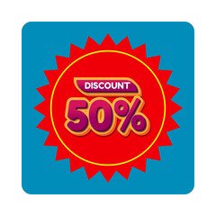 Bright red starburst discount 50 percent off sale icon