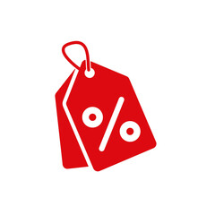 Red sale tag with percentage symbol for discounts and promotions