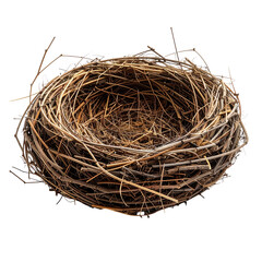 Obraz premium Empty bird's nest, twigs, natural, circular, brown
