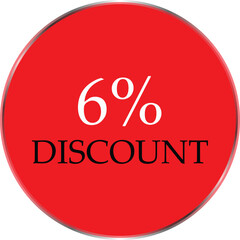 Up to 6 Percent Discount Star Badge – Red Promotional Sale Sticker, Special Offer Marketing Label, Retail Shopping Price Cut Tag, E-commerce Discount Icon for Advertising Campaign