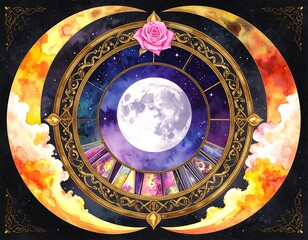 Fototapeta premium Celestial moon phases art