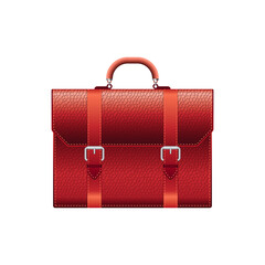 Classic red leather briefcase with buckles and handle