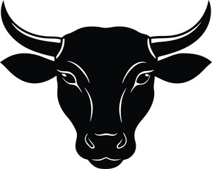 farm life bull with horns silhouette vector design
