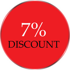Up to 7 Percent Discount Star Badge – Red Promotional Sale Sticker, Special Offer Marketing Label, Retail Shopping Price Cut Tag, E-commerce Discount Icon for Advertising Campaign