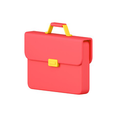 Bright pink briefcase with yellow accents on a white background