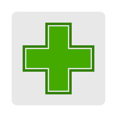 Green pharmacy cross symbol on white background healthcare medical icon