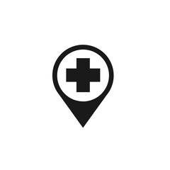 Medical location pin icon with a cross symbol