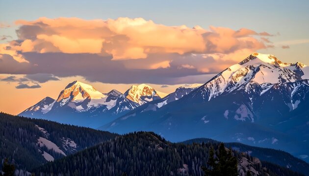 Mountain Range Sunset Panorama - Powered by Adobe