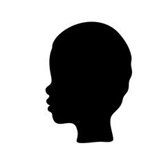 Striking Silhouette of a Child's Head Profile Against a Pure White Background