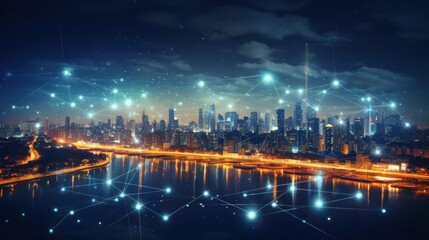 Fototapeta premium 5G wireless network, high speed internet, cloud computing or connect diagram technology, Data storage, service, synchronize, online, financial, Connectivity global, smart city, ecommerce, facility