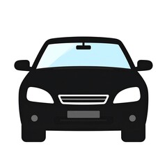 Obraz premium Simple, front-facing, black silhouette of a passenger car, highlighting essential vehicle features.