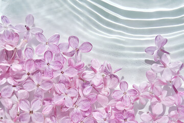 Abstract background with water and flowers. Space for the text.