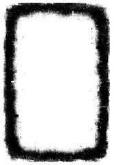 Distressed black grunge border frame isolated on transparent background