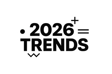 Obraz premium Text 2026 trends in black, isolated on transparent background, concept of future