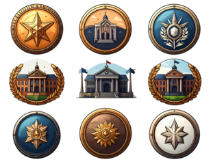 University emblem icons, PNG