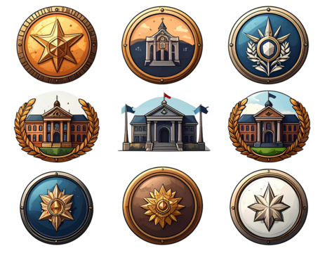 University emblem icons, PNG