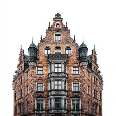 Fototapeta premium Historical Architectural Marvel: A detailed, symmetric, and captivating study of an antique, classical building with a unique and historical aesthetic.