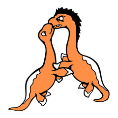 2 Plesiosaur Kissing Dinosaur Love Friends Dino Couple Cuddling Angry Man Girl