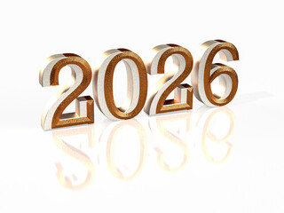 2026 Happy New Year 3D Gold Text with Elegant Background