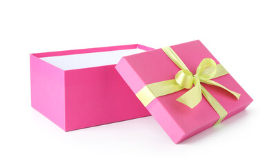One opened gift box isolated on white