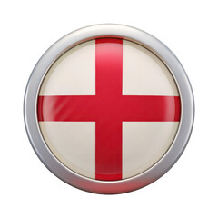 Fototapeta premium 3d emblematic english flag icon shiny metallic border isolated on black title should be unique, creative and subject oriented