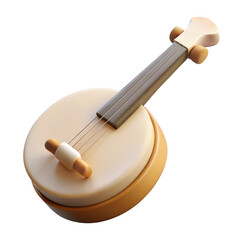 Handmade wooden child's banjo toy musical instrument isolated on transparent background