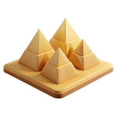 Wooden pyramid set artistic display ancient architecture toy isolated on transparent background