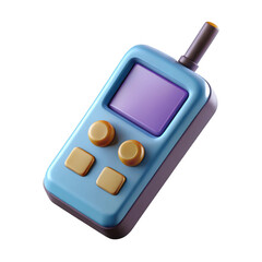 Retro walkie talkie toy communication device with screen and buttons isolated on transparent background