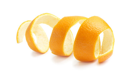One fresh orange peel isolated on white