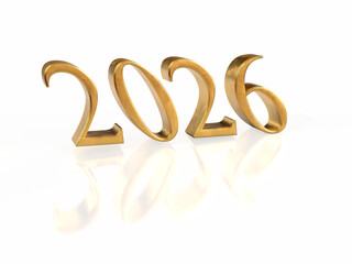 2026 Happy New Year 3D Gold Text with Elegant Background