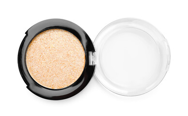 One beautiful eyeshadow pan isolated on white, top view