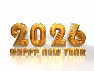 2026 Happy New Year 3D Gold Text with Elegant Background