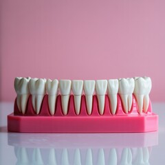 Dental model isolated on white background showcasing teeth alignment and structure, ideal for educational or dental care related content