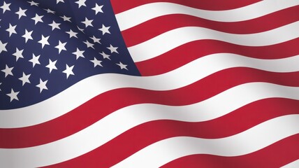 Obraz premium A waving american flag with red and white stripes and blue field with white stars visible