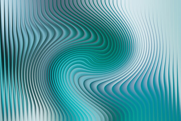Illustration of abstract swirling teal and white ribbed texture background with light
