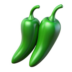 Two vibrant green jalapeno peppers fresh and spicy isolated on transparent background