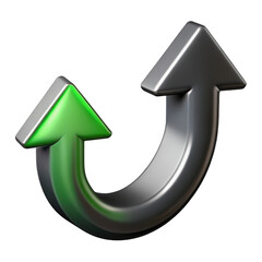 U turn arrow symbol progress growth change direction symbol isolated on transparent background