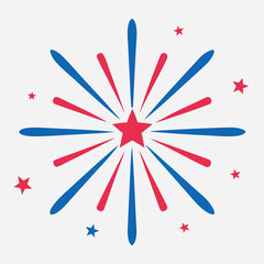 Stylized red firework burst graphic illustration