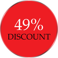 Up to 49 Percent Discount Star Badge – Red Promotional Sale Sticker, Special Offer Marketing Label, Retail Shopping Price Cut Tag, E-commerce Discount Icon for Advertising Campaign