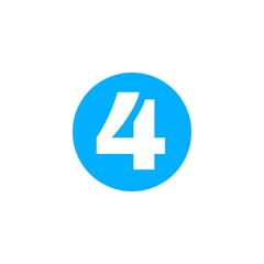 The image shows a bright blue circle with the number 4 in bold white font centered inside it. The design is simple, minimal, and visually clear, often used for labels, numbering, or highlighting.

