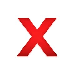 Obraz premium A bold, red capital letter X stands out against a plain white background, showcasing a strong visual contrast.