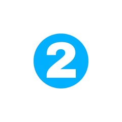 The image shows a bright blue circle with the number 2 in bold white font centered inside it. The design is simple, minimal, and visually clear, often used for labels, numbering, or highlighting.

