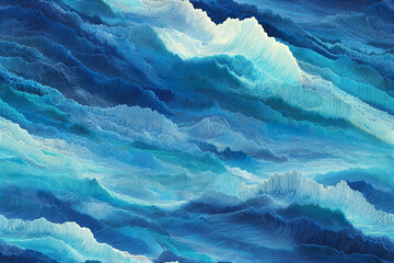 Fototapeta premium Repeating waves in oceanic blue palette